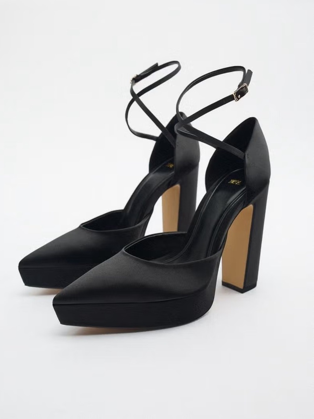 ZARA Satin Heeled Platform Shoes | Size 8 US / EU 39 | NWT